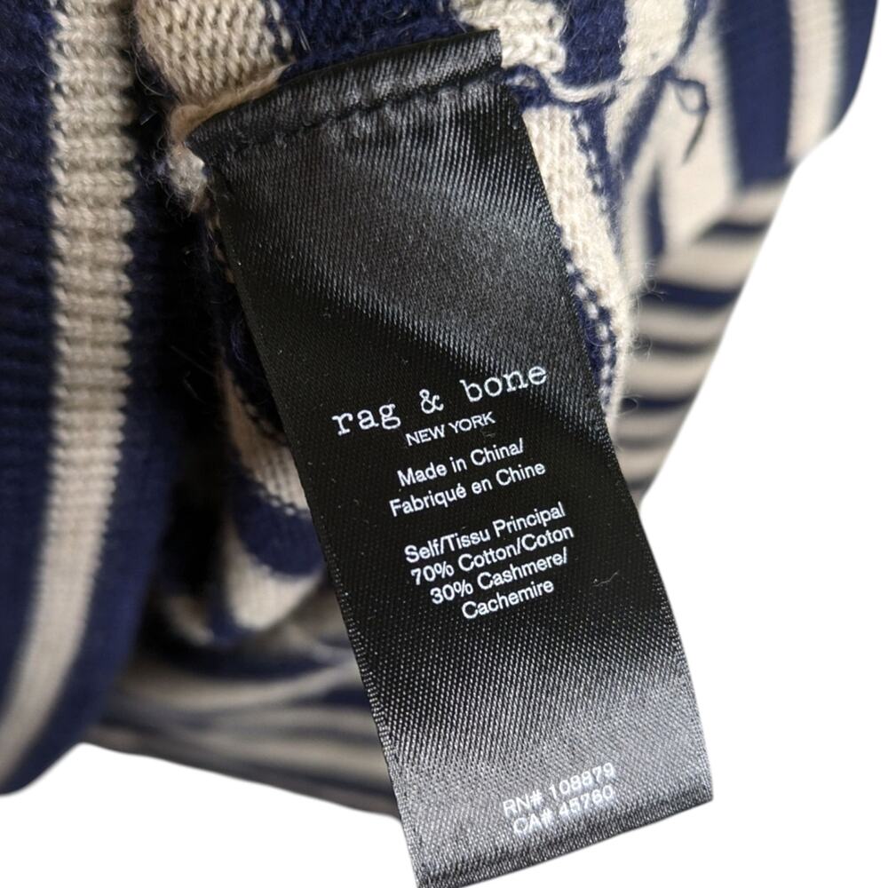 Rag & Bone Ann Sweater Large Striped Oatmeal Cotton Cashmere Luxe Quiet Luxury - Picture 10 of 12